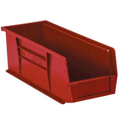 10 7/8 x 4 1/8 x 4" Red Plastic Stack & Hang Bin Boxes