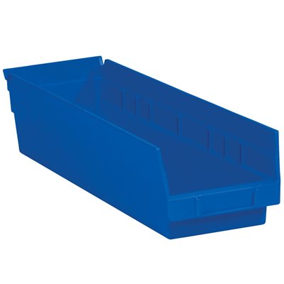 17 7/8 x 4 1/8 x 4" Blue Plastic Shelf Bin Boxes