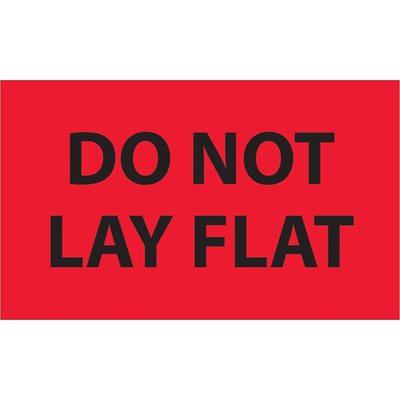 3 x 5" - "Do Not Lay Flat" (Fluorescent Red) Labels