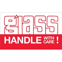 3 x 5" - "Glass - Handle With Care" Labels