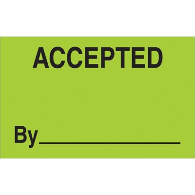 1 1/4 x 2" - "Accepted By" (Fluorescent Green) Labels