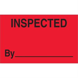 1 1/4 x 2" - "Inspected" (Fluorescent Red) Labels