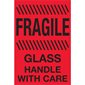4 x 6" - "Fragile - Glass - Handle With Care" (Fluorescent Red) Labels