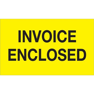 3 x 5" - "Invoice Enclosed" (Fluorescent Yellow) Labels