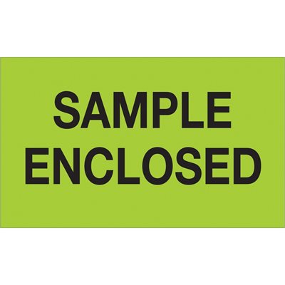 3 x 5" - "Sample Enclosed" (Fluorescent Green) Labels