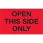 3 x 5" - "Open This Side Only" (Fluorescent Red) Labels