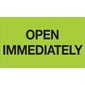 3 x 5" - "Open Immediately" (Fluorescent Green) Labels