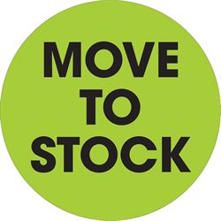 2" Circle - "Move To Stock" Fluorescent Green Labels