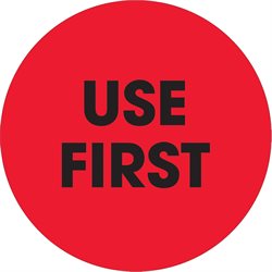 2" Circle - "Use First" Fluorescent Red Labels