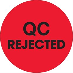 2" Circle - "QC Rejected" Fluorescent Red Labels