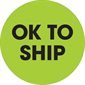 2" Circle - "Ok To Ship" Fluorescent Green Labels