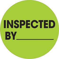 2" Circle - "Inspected By" Fluorescent Green Labels