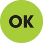 2" Circle - "OK" Fluorescent Green Labels