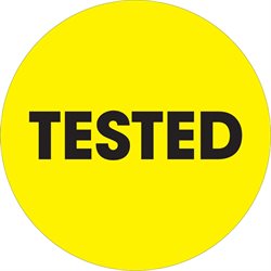 2" Circle - "Tested" Fluorescent Yellow Labels