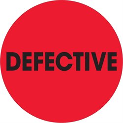 2" Circle - "Defective" Fluorescent Red Labels