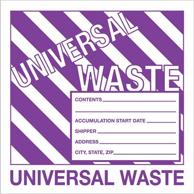 6 x 6" - "Universal Waste" Labels