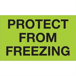 3 x 5" - "Protect From Freezing" (Fluorescent Green) Labels