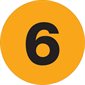 3" Circle - "6" (Fluorescent Orange) Number Labels