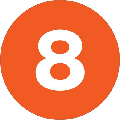 3" Circle - "8" (Orange) Number Labels