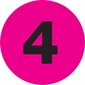 4" Circle - "4" (Fluorescent Pink) Number Labels