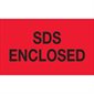 3 x 5" - "SDS Enclosed" (Fluorescent Red) Labels