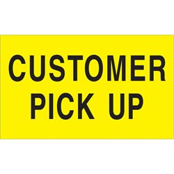 3 x 5" - "Customer Pick Up" (Fluorescent Yellow) Labels