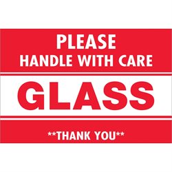 2 x 3" - "Glass - Handle With Care" Labels