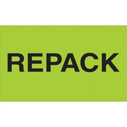 3 x 5" - "Repack" (Fluorescent Green) Labels