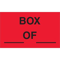 3 x 5" - "Box ___ of ___" (Fluorescent Red) Labels