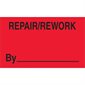 3 x 5" - "Repair/Rework By" (Fluorescent Red) Labels