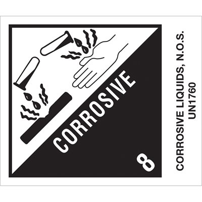 4 x 4 3/4" - "Corrosive Liquids, N.O.S." Labels