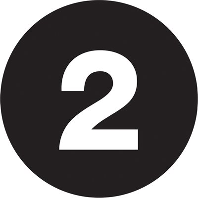 1" Circle - "2" (Black) Number Labels