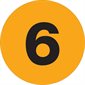 1" Circle - "6" (Fluorescent Orange) Number Labels