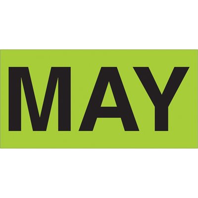 3 x 6" - "MAY" (Fluorescent Green) Months of the Year Labels