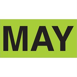 3 x 6" - "MAY" (Fluorescent Green) Months of the Year Labels