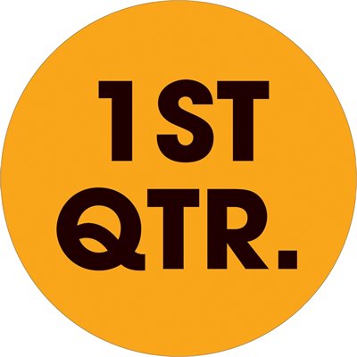 2" Circle - "1ST QTR." (Fluorescent Orange) Quarter Labels