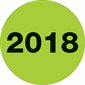 3" Circle - "2018" (Fluorescent Green) Year Labels