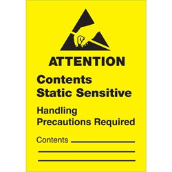 1 3/4 x 2 1/2" - "Contents Static Sensitive" Labels