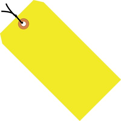4 1/4 x 2 1/8" Fluorescent Yellow 13 Pt. Shipping Tags - Pre-Strung