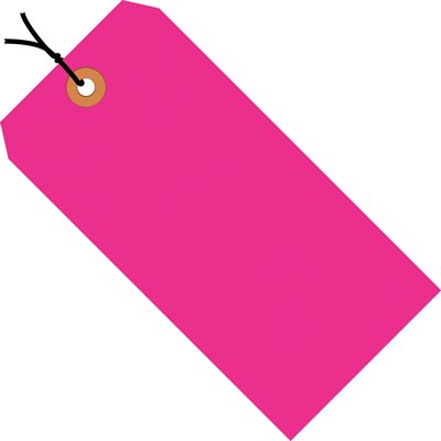 6 1/4 x 3 1/8" Fluorescent Pink 13 Pt. Shipping Tags - Pre-Strung