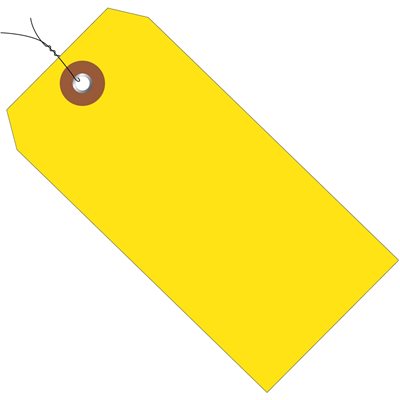 6 1/4 x 3 1/8" Yellow Plastic Shipping Tags - Pre-Wired