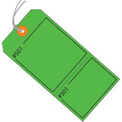 4 3/4 x 2 3/8" Green Claim Tags Consecutively Numbered - Pre-Strung