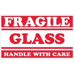 3 x 5" - "Fragile - Glass - Handle With Care" Labels