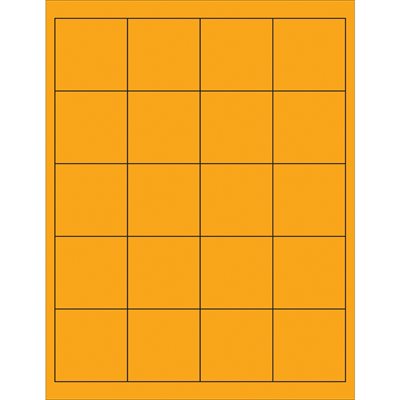 2 x 2" Fluorescent Orange Rectangle Laser Labels