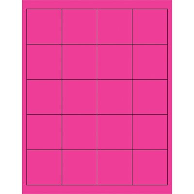 2 x 2" Fluorescent Pink Rectangle Laser Labels