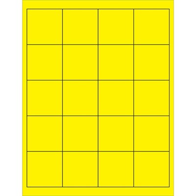 2 x 2" Fluorescent Yellow Rectangle Laser Labels