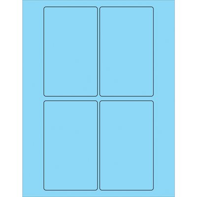 3 x 5" Fluorescent Pastel Blue Rectangle Laser Labels