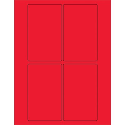 3 x 5" Fluorescent Red Rectangle Laser Labels