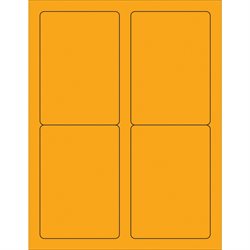 3 1/2 x 5" Fluorescent Orange Rectangle Laser Labels