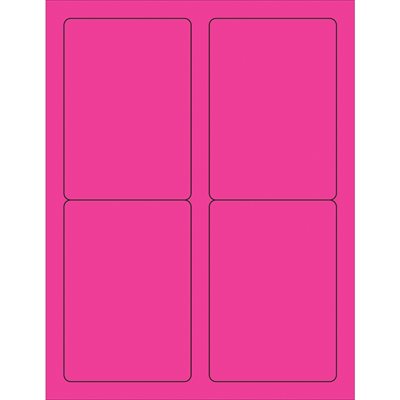 3 1/2 x 5" Fluorescent Pink Rectangle Laser Labels